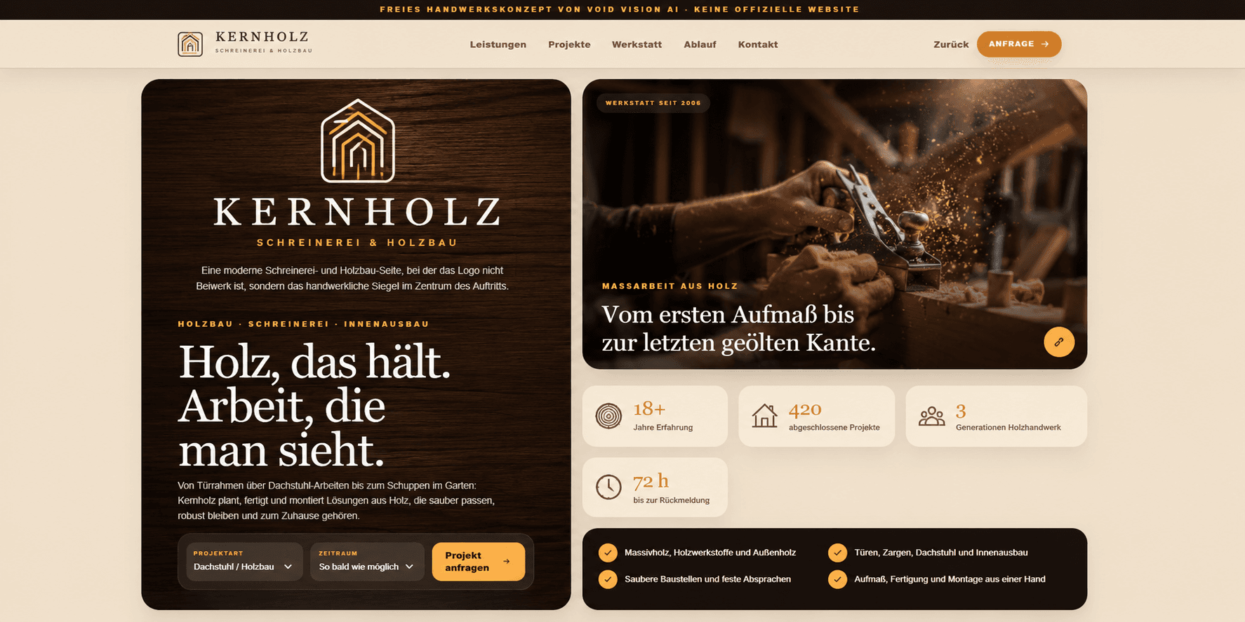 Vorschau des Projekts Kernholz Werkstätten